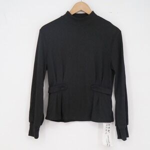 Original Design Top Womens XL Black Mock Neck Pleated Waist New
